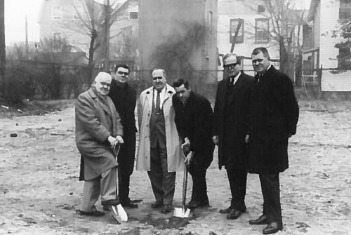 Six founders at the initial Credit Union groundbreaking ceremony