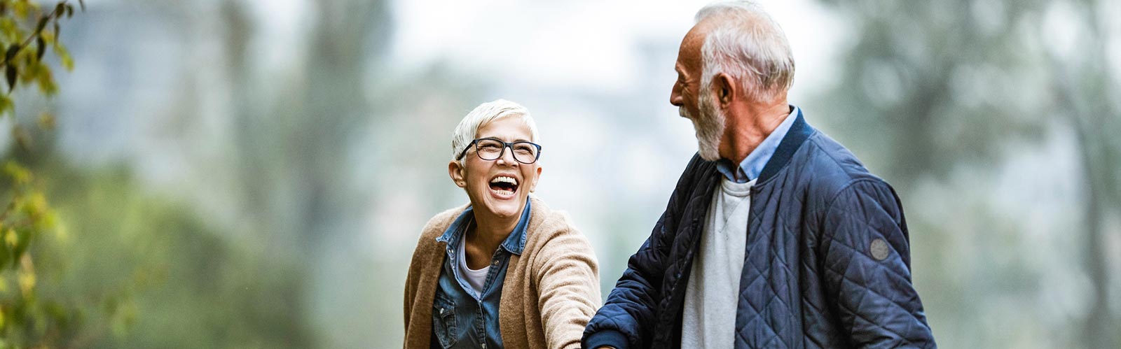 a mature couple on a hike