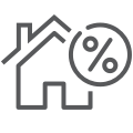 dark gray icon house with percentage sign